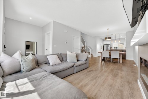 52 Penn Place, Spruce Grove, AB - Indoor Photo Showing Living Room With Fireplace