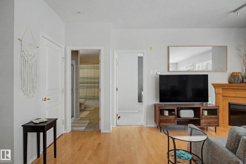 334 10023 110 Street, Edmonton, AB - Indoor Photo Showing Living Room With Fireplace