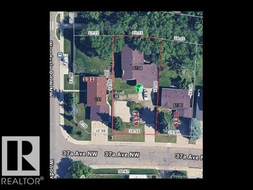 Property Boundary Map. Illustrating the property's perimeter and dimensions - 6134 37A Avenue, Edmonton, AB 