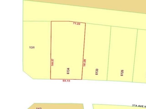Plat Map. Illustrating property dimensions and identifying adjacent parcels - 6134 37A Avenue, Edmonton, AB 