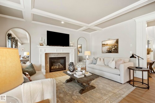 2551 Cameron Ravine Landing, Edmonton, AB - Indoor Photo Showing Living Room With Fireplace