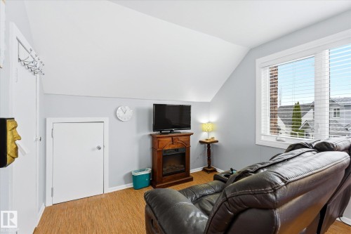12215 59 Street, Edmonton, AB - Indoor Photo Showing Living Room With Fireplace
