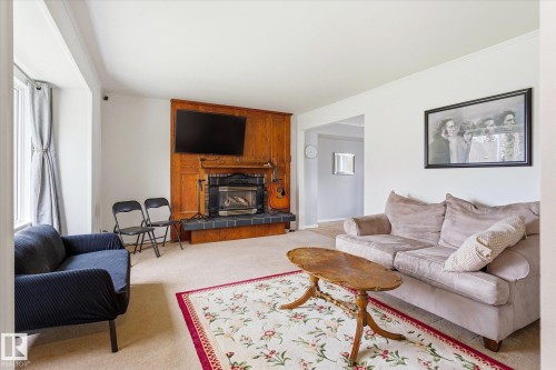 12215 59 Street, Edmonton, AB - Indoor Photo Showing Living Room With Fireplace