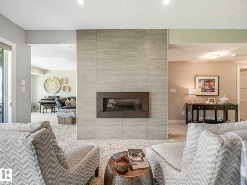 2415 Cameron Ravine Drive, Edmonton, AB - Indoor Photo Showing Living Room With Fireplace