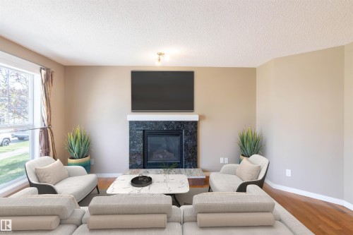 9116 Shaw Way, Edmonton, AB - Indoor Photo Showing Living Room With Fireplace