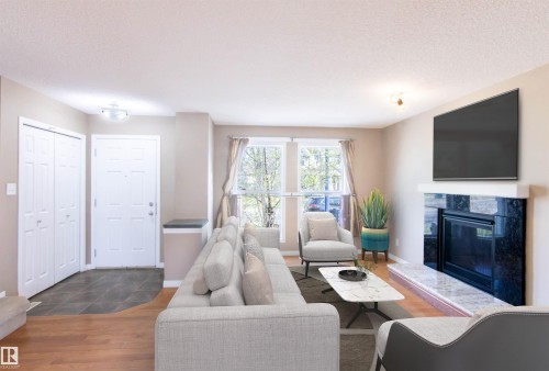 9116 Shaw Way, Edmonton, AB - Indoor Photo Showing Living Room With Fireplace