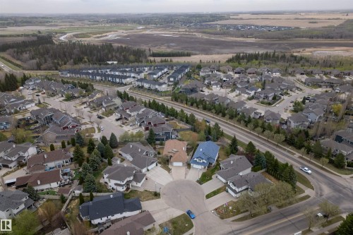 Aerial perspective showcasing a residential neighborhood with diverse housing styles - 201 Erin Ridge Drive, St. Albert, AB - Outdoor With View