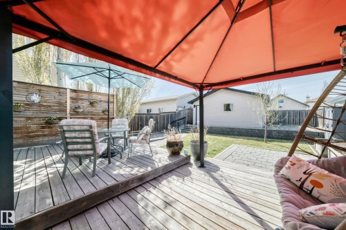 Expansive wood deck featuring a covered gazebo - 5333 Terwillegar Boulevard, Edmonton, AB - Outdoor With Deck Patio Veranda With Exterior