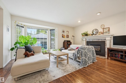 11107 University Avenue, Edmonton, AB - Indoor Photo Showing Living Room With Fireplace