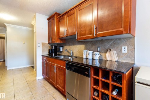 201 10720 84 Avenue, Edmonton, AB - Indoor Photo Showing Kitchen With Double Sink