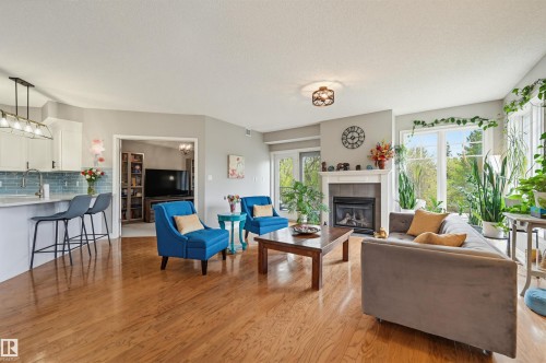 201 9811 96A Street, Edmonton, AB - Indoor Photo Showing Living Room With Fireplace