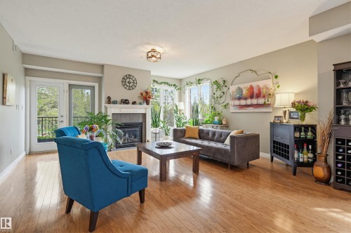 201 9811 96A Street, Edmonton, AB - Indoor Photo Showing Living Room With Fireplace