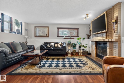 3332 44B Avenue, Edmonton, AB - Indoor Photo Showing Living Room With Fireplace
