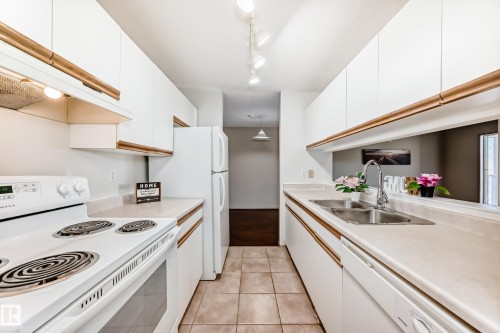 403 17467 98A Avenue, Edmonton, AB - Indoor Photo Showing Kitchen With Double Sink