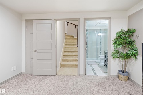 Plush carpeting throughout the main area, with neutral wall paint and trim - 1444 37C Avenue, Edmonton, AB - Indoor Photo Showing Other Room