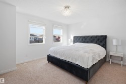 Carpeted bedroom featuring white walls and two windows - 