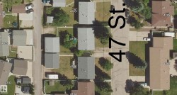 Aerial Map. Displaying properties along 47 Street, including a highlighted property at 4108 47 Street - 