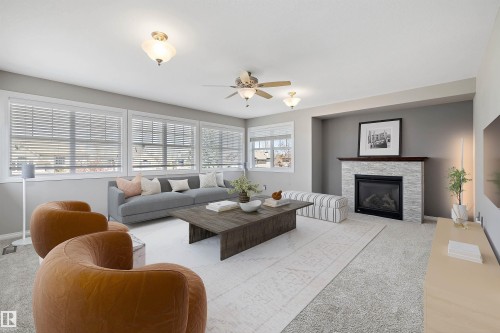 2311 Bailey Court, Edmonton, AB - Indoor Photo Showing Living Room With Fireplace