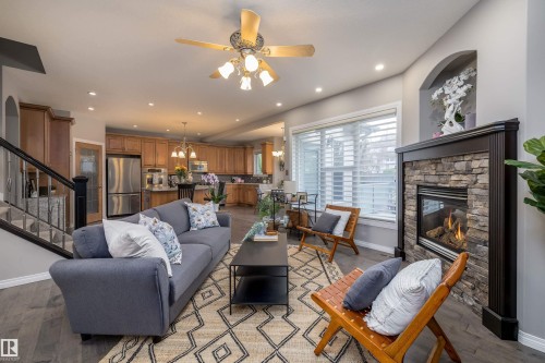2311 Bailey Court, Edmonton, AB - Indoor Photo Showing Living Room With Fireplace