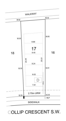 Subdivision Plan. Illustrating property dimensions and adjacent public access infrastructure - 2040 Collip Crescent, Edmonton, AB 