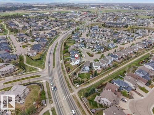 Aerial overview highlighting a residential neighborhood with varied architectural styles - 7403 Singer Landing Landing, Edmonton, AB -  With View