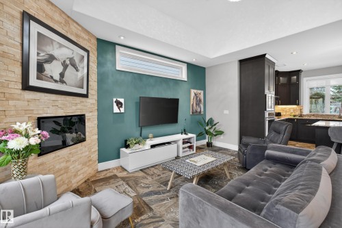 30 Belmont Drive, St. Albert, AB - Indoor Photo Showing Living Room With Fireplace