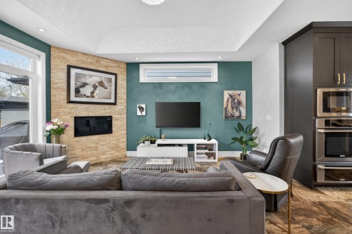 30 Belmont Drive, St. Albert, AB - Indoor Photo Showing Living Room With Fireplace
