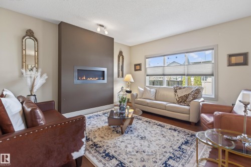 3908 Agar Crest, Edmonton, AB - Indoor Photo Showing Living Room With Fireplace