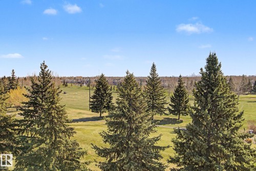 Expansive green space featuring scattered evergreen trees and a distant tree line under a clear sky - 204 278 Suder Greens Drive, Edmonton, AB - Outdoor With View