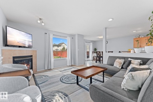 2124 35A Avenue, Edmonton, AB - Indoor Photo Showing Living Room With Fireplace