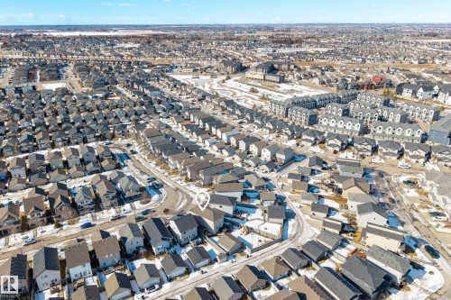 Aerial perspective showcasing a residential community with varied architectural styles - 7074 Cardinal Way, Edmonton, AB - Outdoor With View