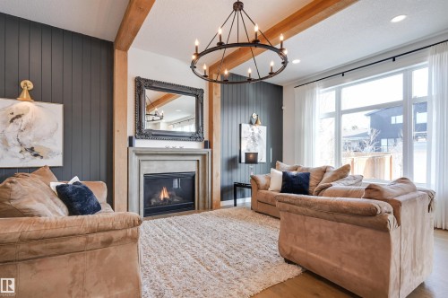 5501 109A Street, Edmonton, AB - Indoor Photo Showing Living Room With Fireplace