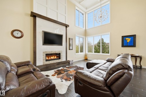4547 Mead Crest, Edmonton, AB - Indoor Photo Showing Living Room With Fireplace