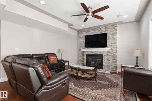 515 Callaghan Point(E), Edmonton, AB - Indoor Photo Showing Living Room With Fireplace