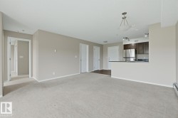 Expansive living area with neutral carpeting and paint tones - 