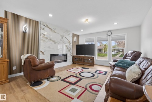 11 Labelle Crescent, St. Albert, AB - Indoor Photo Showing Living Room With Fireplace