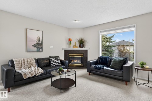 316 Wild Rose Way, Edmonton, AB - Indoor Photo Showing Living Room With Fireplace