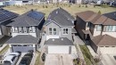 Contemporary two-story residence featuring a gray exterior with white trim, a dark shingle roof, and an attached two-car garage - 9651 229 Street, Edmonton, AB  - Outdoor 
