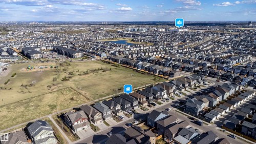 Residential neighborhood featuring a variety of single-family homes with diverse architectural styles, visible from an aerial perspective - 9651 229 Street, Edmonton, AB - Outdoor With View