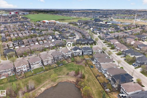 Aerial perspective showcasing a residential neighborhood with varied architectural styles - 2146 Austin Link Link, Edmonton, AB - Outdoor With View