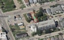 Aerial Property View. Illustrating the property's location and surrounding structures - 9345 103A Avenue, Edmonton, AB 