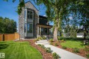 Stone facade residence featuring a prominent bay window - 13804 85 Avenue, Edmonton, AB  - Outdoor 