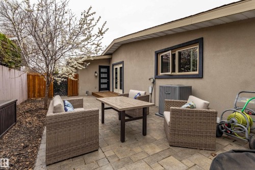 Private patio area featuring paver stone flooring - 10 Brunswick Crescent, St. Albert, AB - Outdoor With Exterior