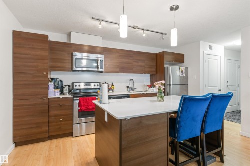 110 9517 160 Avenue, Edmonton, AB - Indoor Photo Showing Kitchen With Stainless Steel Kitchen With Upgraded Kitchen