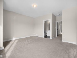 Spacious room featuring neutral carpeting and light-toned wall paint - 