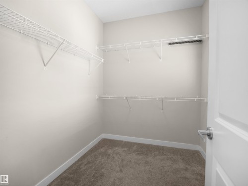 Neutral-toned walls complement the brown carpet flooring - 8921 217 Street Nw, Edmonton, AB - Indoor With Storage