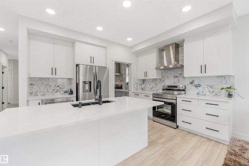 2629 15A Avenue, Edmonton, AB - Indoor Photo Showing Kitchen With Double Sink With Upgraded Kitchen