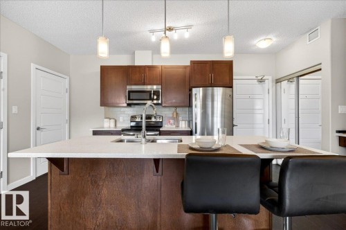 205 507 Albany Way, Edmonton, AB - Indoor Photo Showing Kitchen With Stainless Steel Kitchen With Double Sink With Upgraded Kitchen