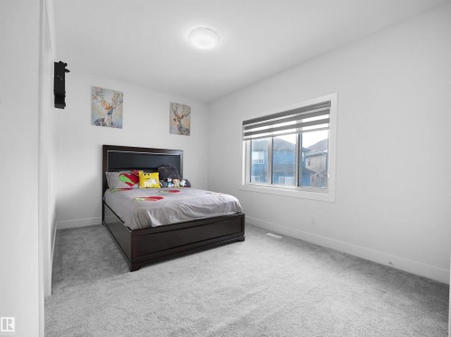 Light gray carpeted flooring, white walls, and a single window with blinds - 1208 25 St Nw, Edmonton, AB - Indoor Photo Showing Bedroom