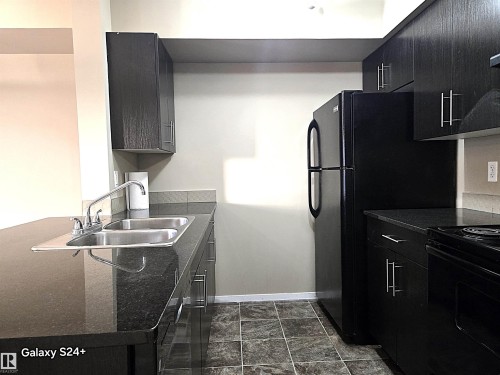 210 3207 James Mowatt Trail, Edmonton, AB - Indoor Photo Showing Kitchen With Double Sink